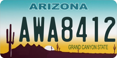 AZ license plate AWA8412