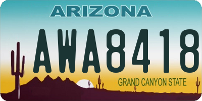 AZ license plate AWA8418