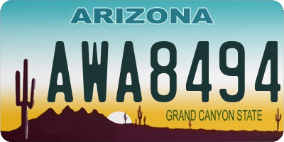 AZ license plate AWA8494