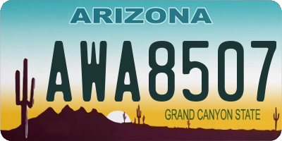 AZ license plate AWA8507