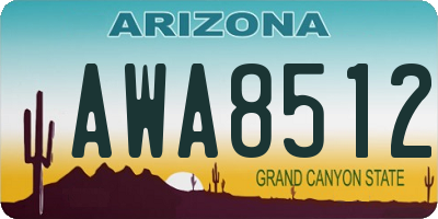AZ license plate AWA8512