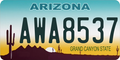 AZ license plate AWA8537
