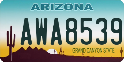 AZ license plate AWA8539