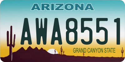 AZ license plate AWA8551