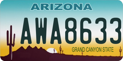 AZ license plate AWA8633
