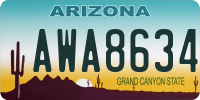 AZ license plate AWA8634