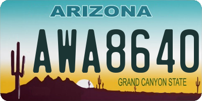 AZ license plate AWA8640