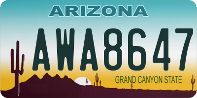 AZ license plate AWA8647