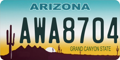 AZ license plate AWA8704