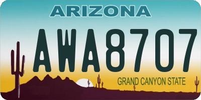AZ license plate AWA8707