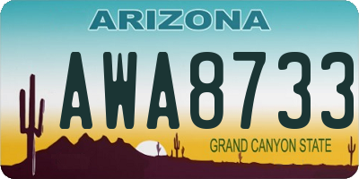 AZ license plate AWA8733