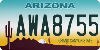 AZ license plate AWA8755