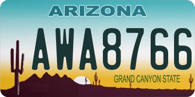 AZ license plate AWA8766