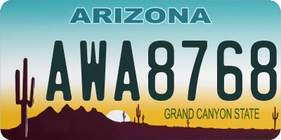 AZ license plate AWA8768