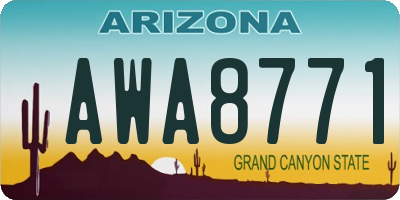 AZ license plate AWA8771