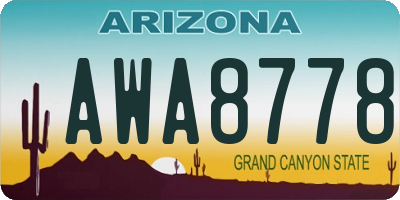 AZ license plate AWA8778