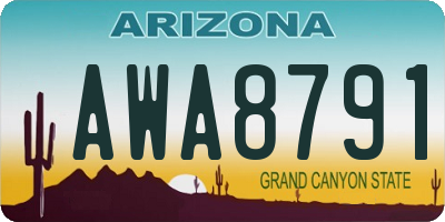 AZ license plate AWA8791