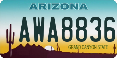 AZ license plate AWA8836