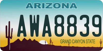 AZ license plate AWA8839