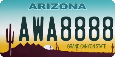 AZ license plate AWA8888