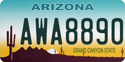 AZ license plate AWA8890