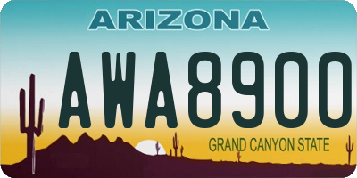 AZ license plate AWA8900