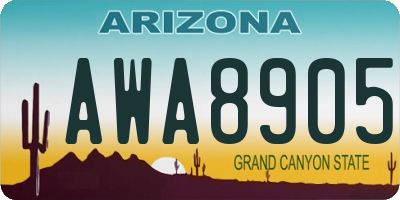 AZ license plate AWA8905