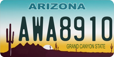 AZ license plate AWA8910