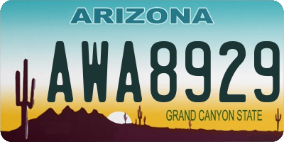 AZ license plate AWA8929