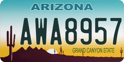 AZ license plate AWA8957