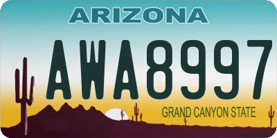 AZ license plate AWA8997
