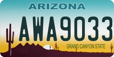 AZ license plate AWA9033