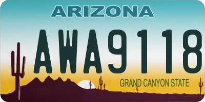 AZ license plate AWA9118