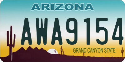 AZ license plate AWA9154