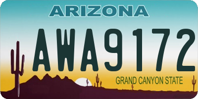 AZ license plate AWA9172