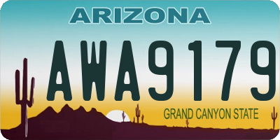 AZ license plate AWA9179