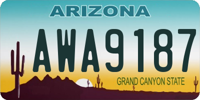 AZ license plate AWA9187