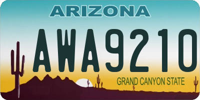 AZ license plate AWA9210