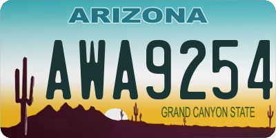 AZ license plate AWA9254