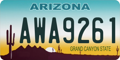 AZ license plate AWA9261