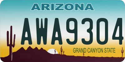 AZ license plate AWA9304
