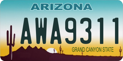 AZ license plate AWA9311