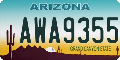 AZ license plate AWA9355