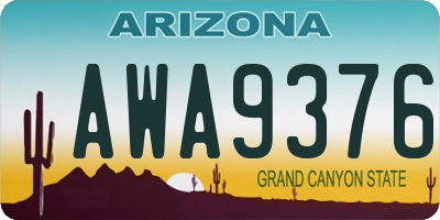 AZ license plate AWA9376