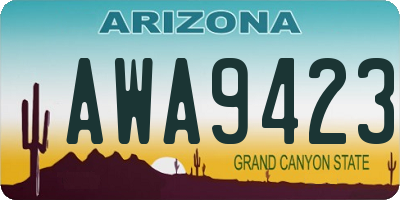 AZ license plate AWA9423
