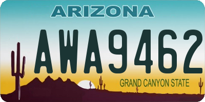 AZ license plate AWA9462