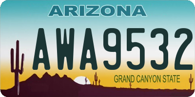 AZ license plate AWA9532