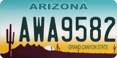 AZ license plate AWA9582