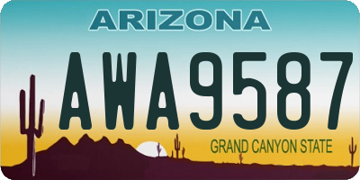 AZ license plate AWA9587