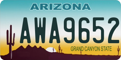 AZ license plate AWA9652